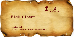 Pick Albert névjegykártya